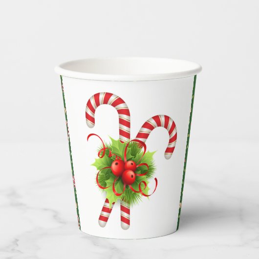 Candy Cane Kerstmis Papieren Bekers (Voorkant)