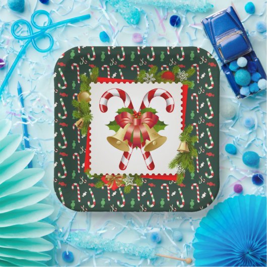 Candy Cane Kerstmis Papieren Bordje (Feest)