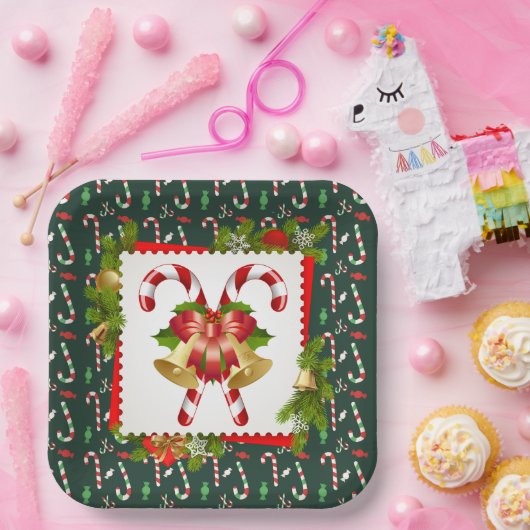 Candy Cane Kerstmis Papieren Bordje (Feest)