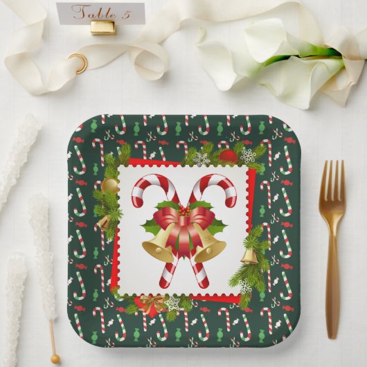 Candy Cane Kerstmis Papieren Bordje (Huwelijk)