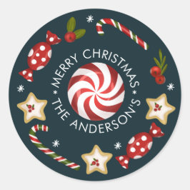 Candy Cane Kerstmis Ronde Sticker