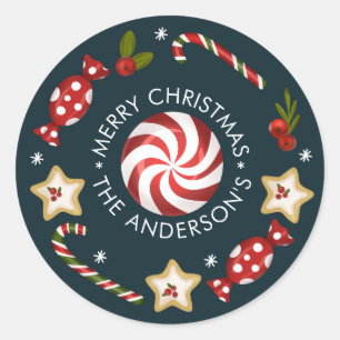 Candy Cane Kerstmis Ronde Sticker