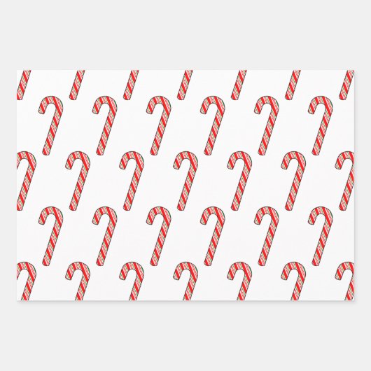 Candy Cane-kerstpatroon Inpakpapier Vel (Voorkant)