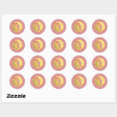 Candy Cane Kerstvakantie Rode Strepen Gouden folie Ronde Sticker (Vel)