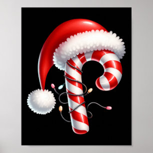 Candy Cane Kerstverlichting Santa Hat Familie Matc Poster