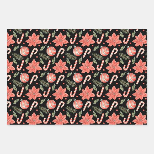 Candy Cane Kerstversiering rood en groen Inpakpapier Vel (Voorkant 3)