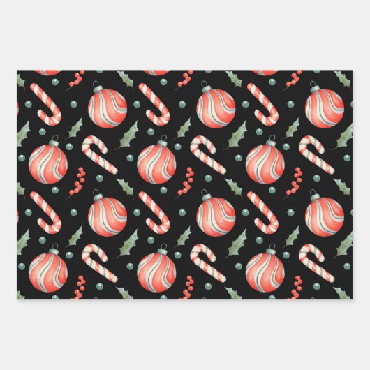 Candy Cane Kerstversiering rood en groen Inpakpapier Vel (Voorkant 2)