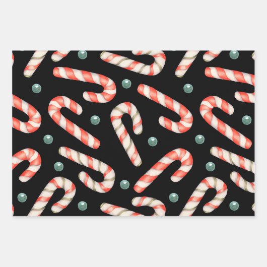 Candy Cane Kerstversiering rood en groen Inpakpapier Vel (Voorkant)