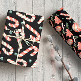 Candy Cane Kerstversiering rood en groen Inpakpapier Vel