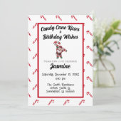 Candy Cane Kisses en Birthday Wishes Kaart (Staand voorkant)