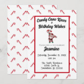 Candy Cane Kisses en Birthday Wishes Kaart (Voorkant / Achterkant)