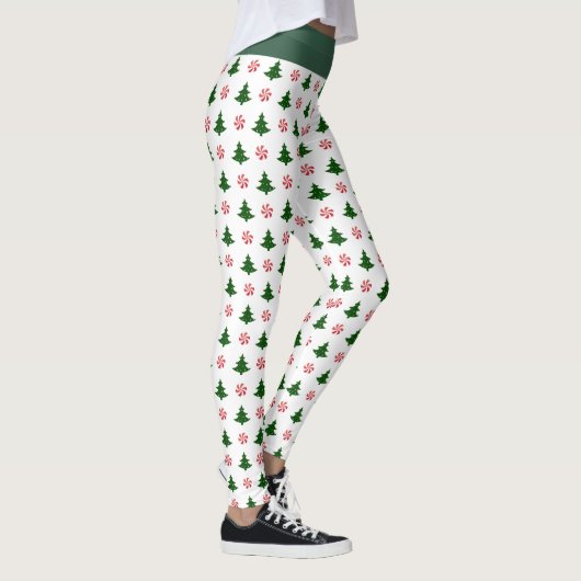 Candy Cane Kisses en kerstbomen Leggings (Rechts)
