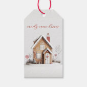 Candy Cane Kisses Gingerbread House Christmas Gift Cadeaulabel (Voorkant)