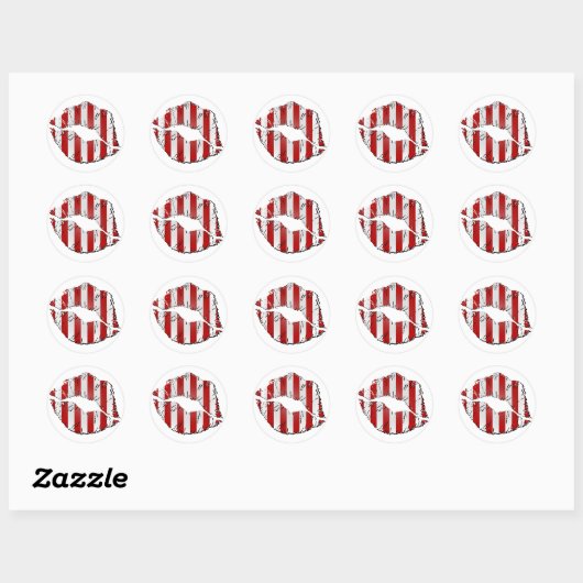 Candy Cane Kisses Ronde Sticker (Vel)