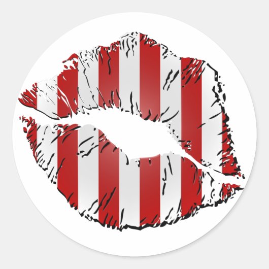 Candy Cane Kisses Ronde Sticker (Voorkant)