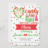 Candy Cane Kisses Verjaardagswensen Feest Kaart (Voorkant)