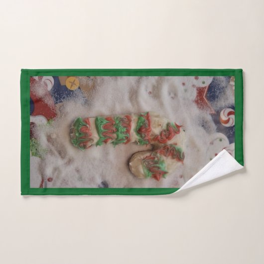 Candy Cane Kitchen Hand Towel on Green Handdoek (Handdoek)
