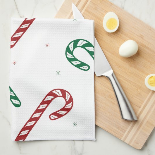 Candy Cane Kitchen Towel Theedoek (Quarter Fold)