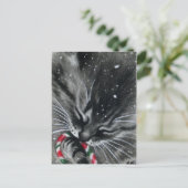 Candy Cane Kitten Cat Briefkaart (Staand voorkant)