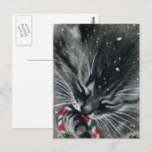 Candy Cane Kitten Cat Briefkaart (Voorkant / Achterkant)