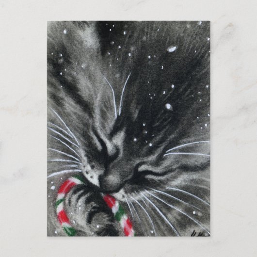 Candy Cane Kitten Cat Briefkaart (Voorkant)
