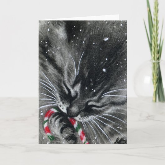 Candy Cane Kitten Kaart (Voorkant)