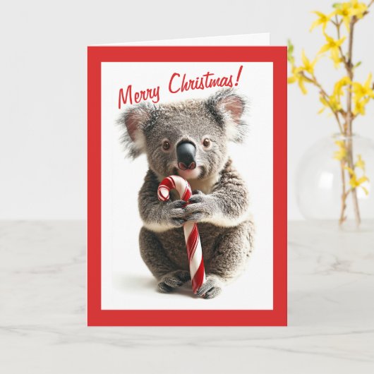 Candy Cane Koala Christmas Kaart (Gele Bloem)