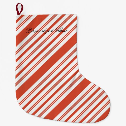 Candy Cane Koor-Diagonaal-Streep Grote Kerstsok (Voorkant)