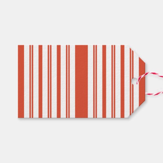 Candy Cane Koor-Streep- Verticaal Cadeaulabel (Voorkant (Horizontaal))