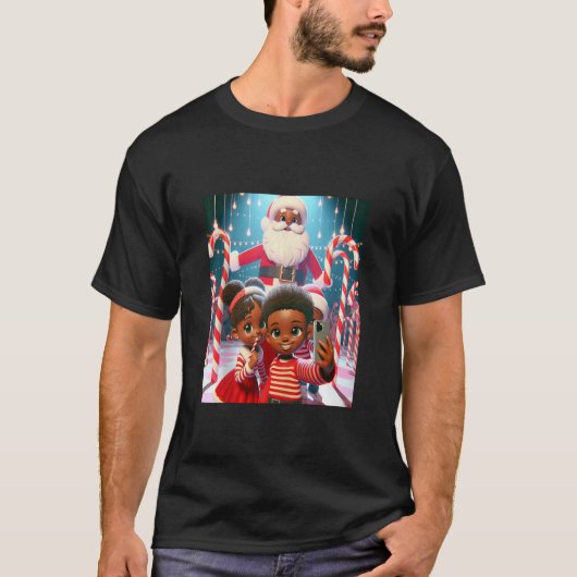 Candy Cane Lane Afro-Amerikaanse broers en zussen T-shirt (Voorkant)