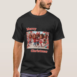 Candy Cane Lane Afro-Amerikaanse Kerstselfie T-shirt