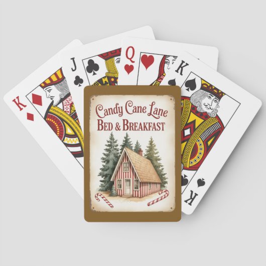 Candy Cane Lane Bed & Breakfast Winterhuis Pokerkaarten (Achterkant)
