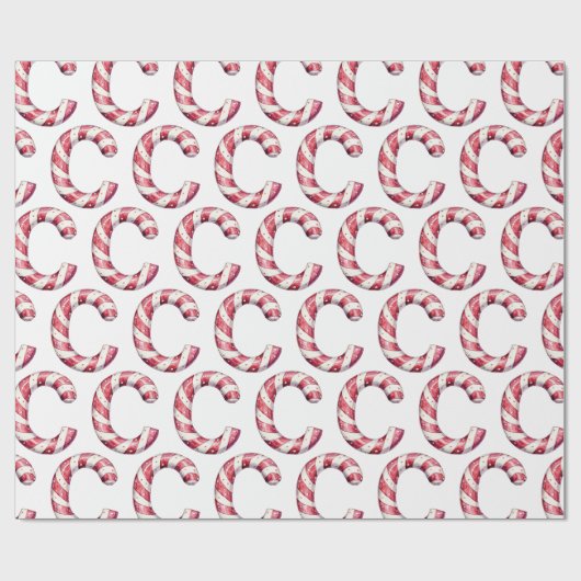 Candy Cane Letter C Kerst Cadeaupapier (Vlak)