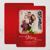 Candy Cane Lijst Foto Vakantie Kaart (Voorkant / Achterkant)