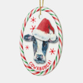 Candy Cane Lijst Funny Cowabunga Koe Keramisch Ornament (Links)