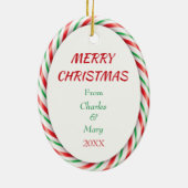 Candy Cane Lijst Funny Cowabunga Koe Keramisch Ornament (Achterkant)