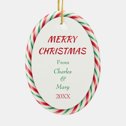 Candy Cane Lijst Funny Cowabunga Koe Keramisch Ornament (Achterkant)