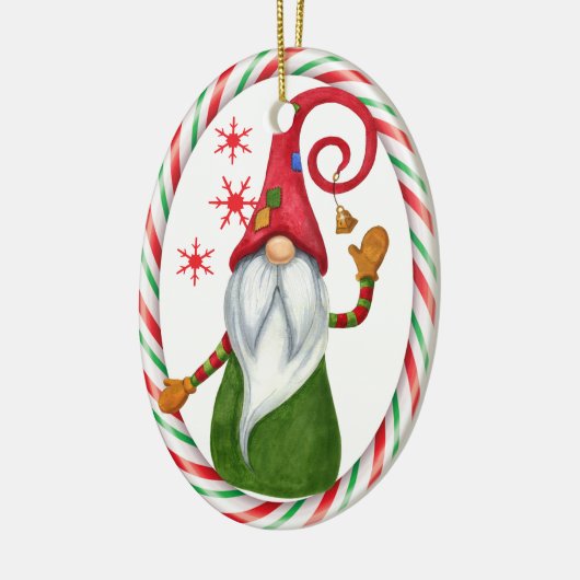 Candy Cane Lijst Funny Gnome Keramisch Ornament (Links)