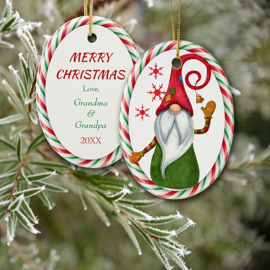 Candy Cane Lijst Funny Gnome Keramisch Ornament