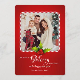 Candy Cane Lijst Photo Holiday Card Kaart