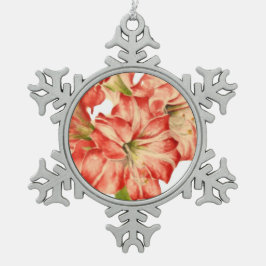 Candy Cane Lily op Pewter Sneeuwvlok Ornament