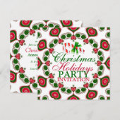 Candy Cane Love Hearts Kerstparty Uitnodigingen (Voorkant / Achterkant)