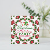 Candy Cane Love Hearts Kerstparty Uitnodigingen (Staand voorkant)