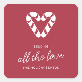 Candy Cane Love Vierkante Sticker