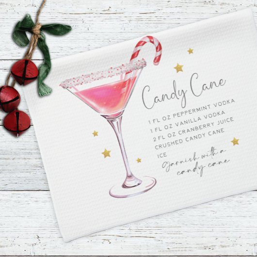 Candy Cane Martini Drink Vakantie Kerstrecept Theedoek