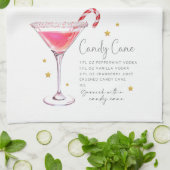Candy Cane Martini Drink Vakantie Kerstrecept Theedoek (Gevouwen)