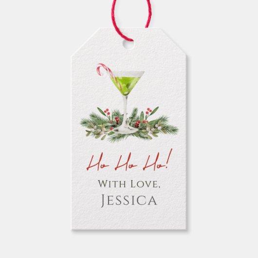 Candy Cane Martini en Misteletoe Kerstcadeautag Cadeaulabel (Voorkant)