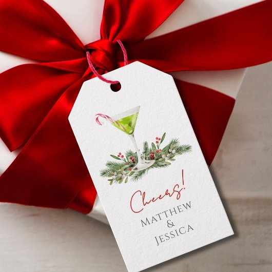 Candy Cane Martini en Mistletoe Koppels Vakantiefe Cadeaulabel