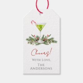 Candy Cane Martini & Mistletoe Kerstfeest Wensen Cadeaulabel