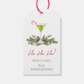 Candy Cane Martini & Mistletoe Van Familiefeestdag Cadeaulabel (Voorkant)